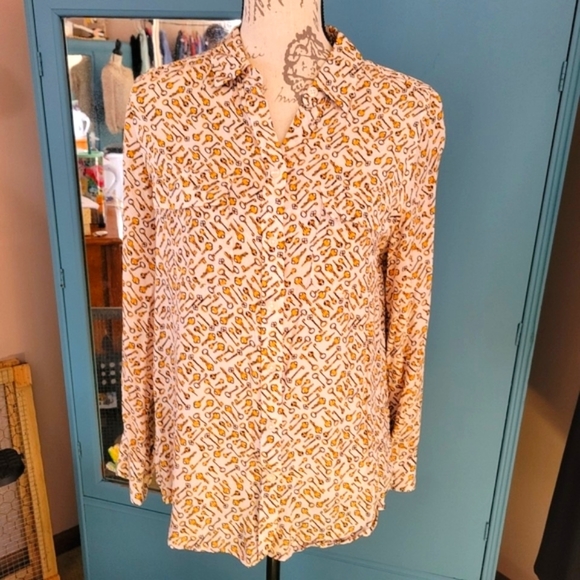 CHICO's key blouse pocket button down womens size 4 (0) - Picture 4 of 11